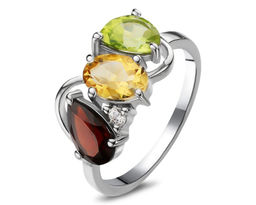 Кольцо, гранат , перидот , цитрин, Мальта