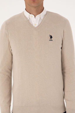 Erkek Slim Fit V Yaka Ta_ Melanj Basic Kazak - U.s. polo assn фото 6