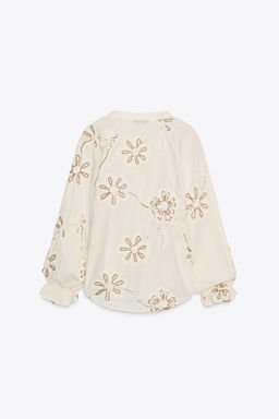 EMBROIDERED TEXTURED BLOUSE - Zara фото 14