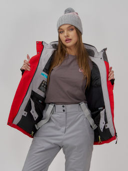 Горнолыжная куртка женская зимняя красного цвета 7017Kr - Chunmai фото 6