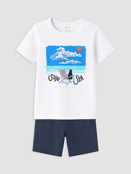 Erkek ?ocuk Bask?l? ?ortlu Pijama Tak?m?