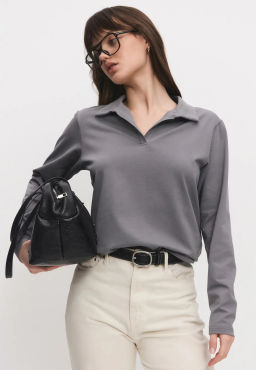 Лонгслив-поло 26204-536 серый