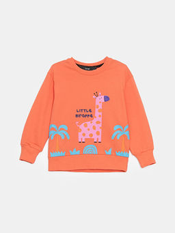 Bisiklet Yaka Bask?l? K?z ?ocuk Sweatshirt