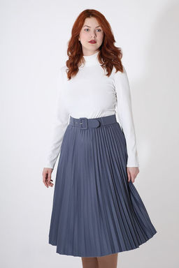 Плиссированная юбка женская больших размеров офисная - Almond фото 61