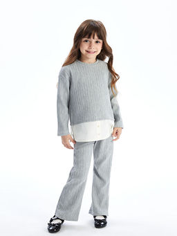 Bisiklet Yaka K?z ?ocuk Bluz ve Tayt Pantolon 2li