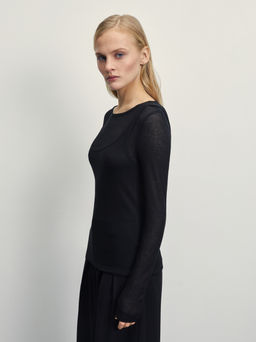 Двухслойный лонгслив в рубчик / Zarina  фото 4