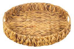 Поднос плетеный 38*38*6 см с ручками, водный гиацинт