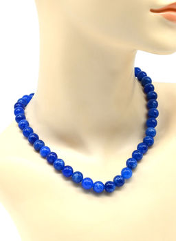 Бусы из камня кальцита шарик 10мм цв.синий, 44см