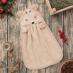 Салфетка декоративная Доляна Олень 25х34 см, 280 г/м2 микрофибра, 100% п/э