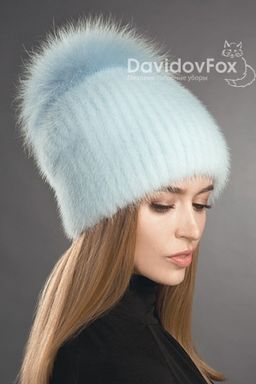 Шапка Буратино норка голубая