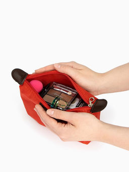 Косметичка простая на молнии, маленькая, красная