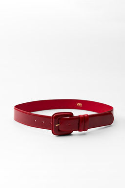 LEATHER BELT WITH SQUARE BUCKLE - Zara фото 2