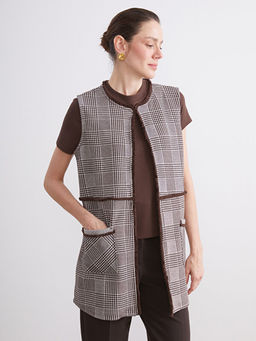 Bisiklet Yaka Ekose Kad?n Yelek