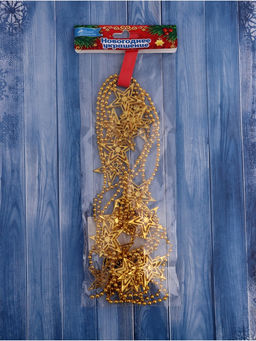 Цена за 2 шт. Бусы на ёлку Звёзды, длина 2.7 м, d=40 мм, золотистые - Зимнее волшебство фото 3