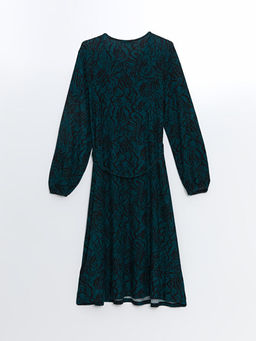 Bisiklet Yaka Desenli A Kesim Elbise