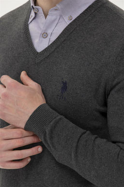 Мужской базовый свитер антрацитового меланжа - U.s. polo assn фото 14