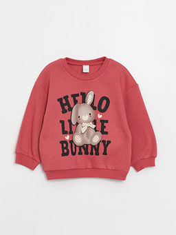 Bisiklet Yaka Uzun Kollu Bask?l? K?z Bebek Sweatshirt