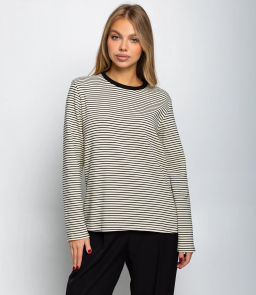 Лонгслив #КТ8013 (4), чёрный,молочный