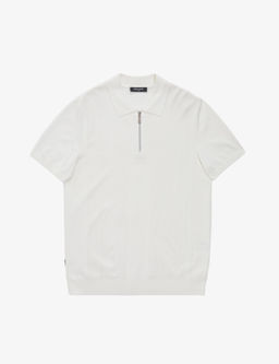 Ekru Slim Fit Polo Yaka Fermuarl_ Triko Ti__rt