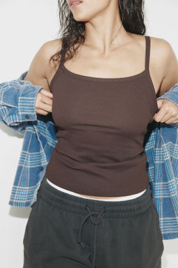 Top de tirantes en algod?n acanalado - H&m фото 6