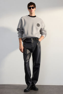 TRENDYOL MAN Kahverengi Oversize/Genis Kesim Cicek Nak?s Ici Polar/S?cak Tutan Pamuk Sweatshirt TMNAW24SW00012 - Trendyolmilla фото 55