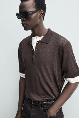POLO PUNTO 100% LINO / Marr?n - Zara фото 6
