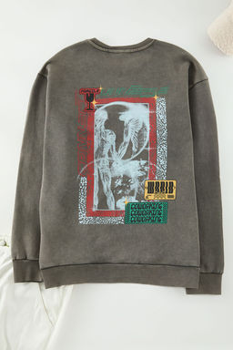 TRENDYOL MAN Antrasit %100 Pamuk Oversize/Genis Kesim Eskitme/Soluk Efektli Sweatshirt TMNAW24SW00080 - Trendyolmilla фото 2