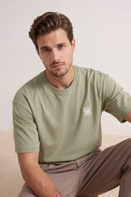 A__k Haki Oversize/Geni_ Kesim Nak__l_ %100 Pamuk T-shirt TMNSS26TS00024 - Trendyolmilla фото 2