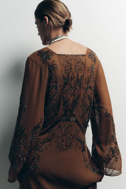 LIMITED EDITION BEADED GEORGETTE DRESS - Zara фото 7