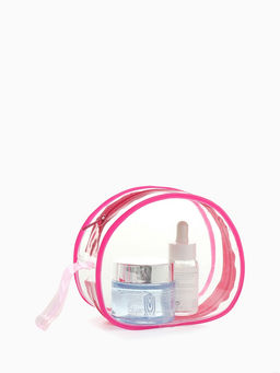 Цена за 2 шт. Косметичка на молнии для бассейна, с ручкой, маленькая, малиновая/прозрачная