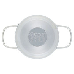 51795 WERNER Набор посуды CASINA из 4 пр. (ковш 14х7,5 см/1,2 л, кастрюля с крышкой 14х7,5 см/1,2 л, сковорода 16х4 см), с индукционным дном. Материал: нержавеющая сталь 18/10. Толщина стенок: 0,6 мм, толщина дна: 3,1 мм.