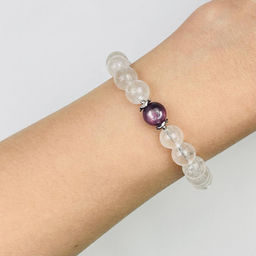 Браслет из Горного Хрусталя и Лепидолита 18 см