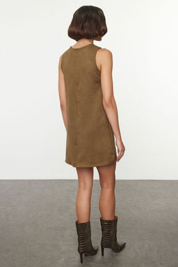 TRENDYOLMILLA Haki Duz Cep Detayl? Mini A line/Can Kesim Mini Orme Elbise TWOAW25EL00404  фото 5