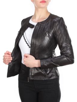 330 DARK BROWN Куртка кожаная женская - Фабричный китай фото 9