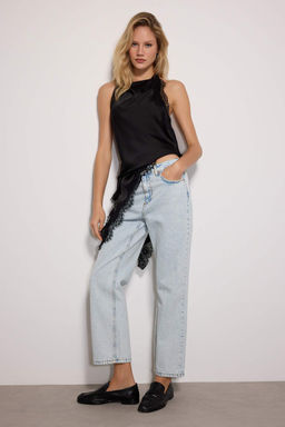 TRENDYOLMILLA Mavi Yuksek Bel Straight Jeans TWOSS23JE00089  фото 19