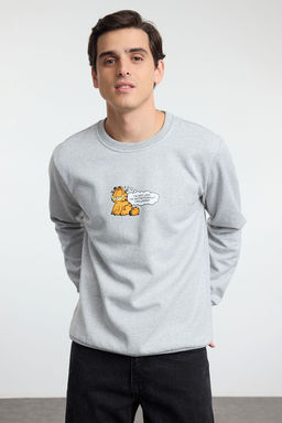 TRENDYOL MAN Gri Erkek Garfield Orijinal Lisansl? Regular/Normal Kesim Bisiklet Yaka Sweatshirt TMNAW21SW0569 - Trendyolmilla фото 12