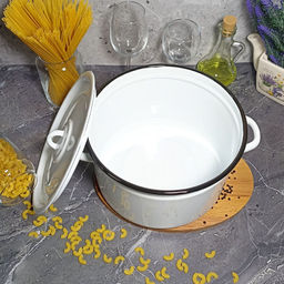 Кастрюля 7,0л цил. 2с18 белосн. - Стальэмаль фото 5