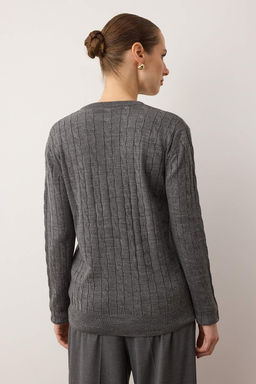 Lacivert Nak?sl? V Yaka Sac Orgu Triko Kazak TWOAW26KZ00259 - Trendyolmilla фото 12