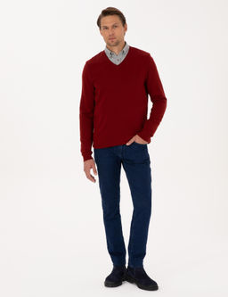 Kiremit Slim Fit V Yaka Basic Triko Kazak - Pierre cardin фото 4