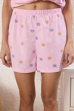 Trendyolmilla Lacivert %100 Pamuklu Ay?c?k ve Galaksi Desenli Uyku Bantl? Sortlu Orme Pijama Tak?m? THMSS25PT00360  фото 11