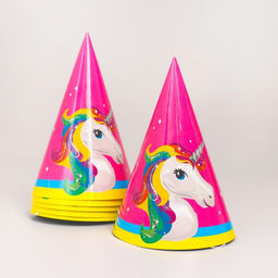 Набор бумажной посуды Единорог жемчужная фольга, 6 тарелок, 1 гирлянда, 6 стаканов, 6 колпаков - Страна карнавалия фото 6