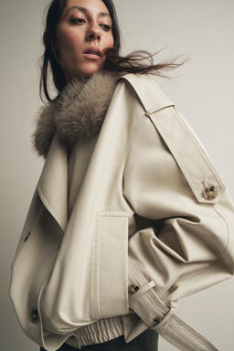 ZW COLLECTION WATER-REPELLENT SHORT TRENCH COAT - Zara фото 3