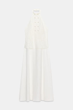 VESTIDO COMBINADO BORDADOS PERFORADOS / Blanco - Zara фото 9