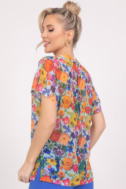 Блузка Кимоно (цветы/голубой) - Эльза фото 4