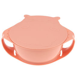 Lalababy Тарелка глубокая пластмассовая Play with Me Hello, Hippo! 450мл, 170х150х55мм, с крышкой, персиковая карамель (Россия) - Домашняя мода фото 2