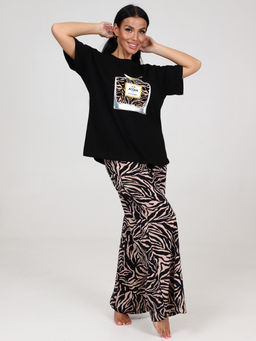 673 ПИЖАМА (брюки) (Бежевый/зебра) - А-дина фото 3