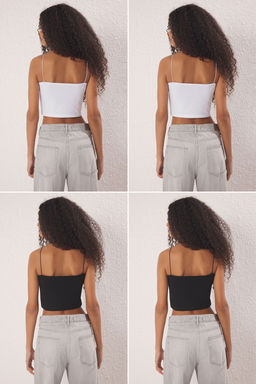 Trendyolmilla Antrasit-Beyaz-Bordo-Bej 4lu Paket Ask?l? Crop Vucuda Oturan Esnek Orme Atlet TWOSS25AL00051  фото 16