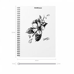 Цена за 4 шт. Тетрадь общая с пластиковой обложкой на спирали ErichKrause Blossom, Black and White, А5, 80 листов, клетка  фото 4