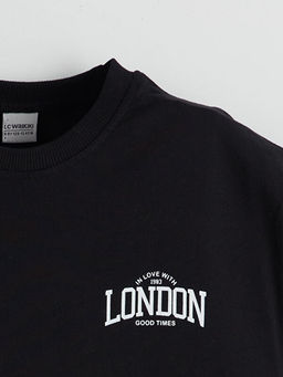 Bisiklet Yaka London Bask?l? K?z ?ocuk Elbise