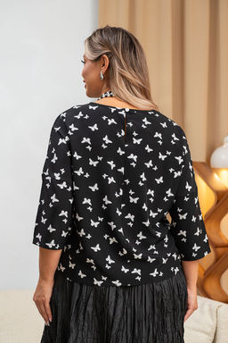 Блузка ТБ-300-1 бабочки на черном